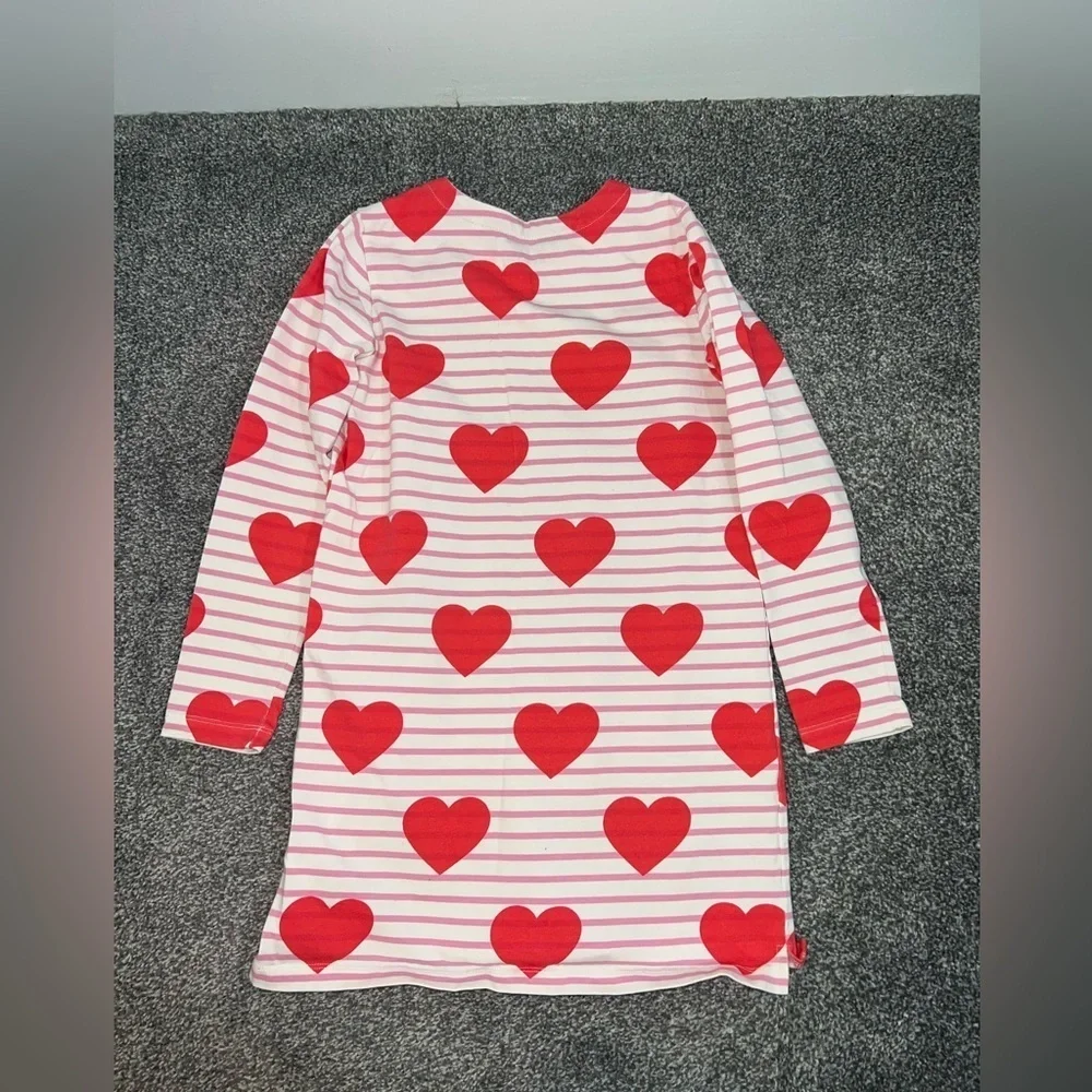 BODEN Fun Breton Dress in Poppy Red Stripe Heart